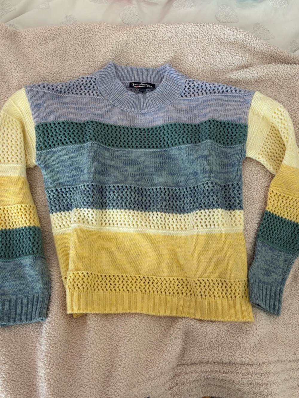 Freshman Light Blue Ribbed Crewneck Sweater kids 8/10